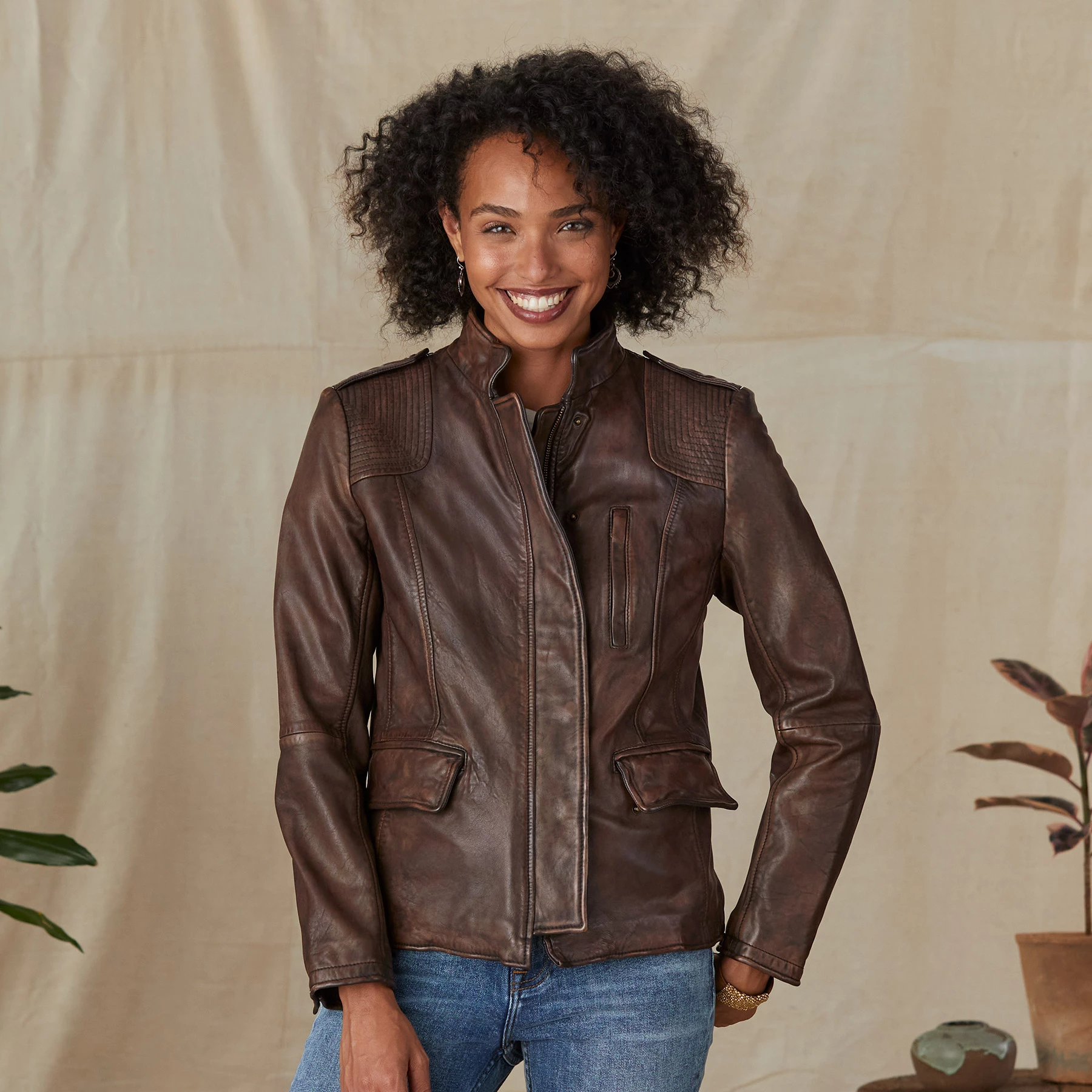 Angela Leather Jacket, Petites 3 Angela Leather Jacket, Petites