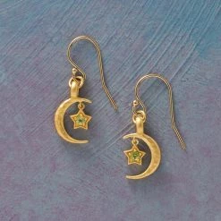 Gold Plate Moon’s Embrace Birthstone Earrings