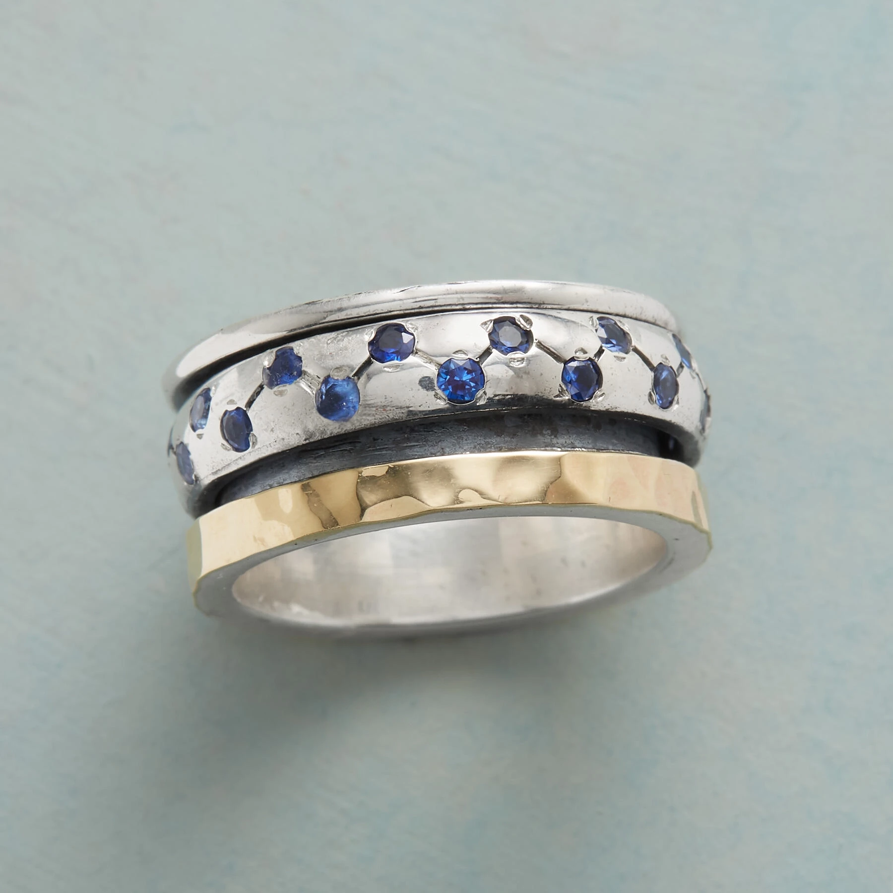 Sapphire Stars Spinner Ring 3 Sapphire Stars Spinner Ring